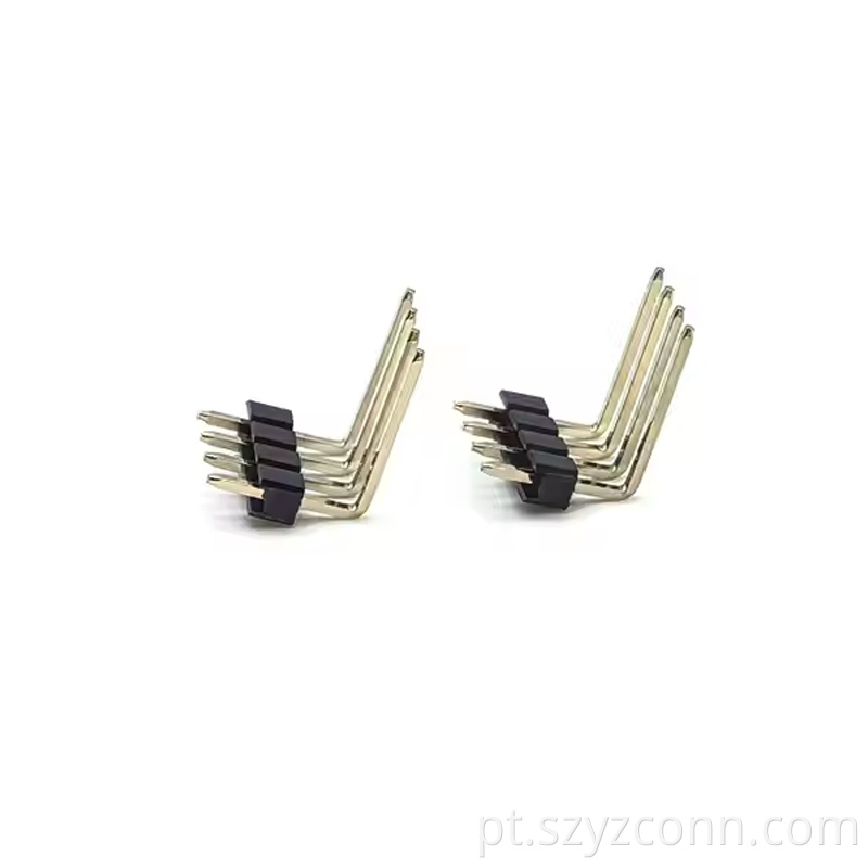 Cabeçalho de pino de passo de 2,54 mm Ângulo reto de fileira única SQ0,64 mm H2,5 mm 14P (2) 2.54mm Pitch Pin Header Single Row Right Angle SQ0.64mm H2.5mm 14P (2)